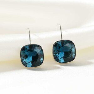Ladies Blue Platinum Earrings